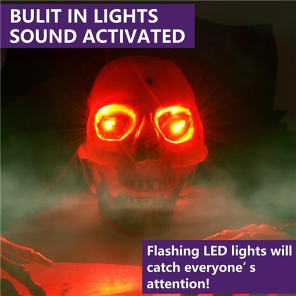 New Halloween Outdoor Decor Animated Groundbreaker Zombie with Flashing Eyes and - Picture 3 of 7